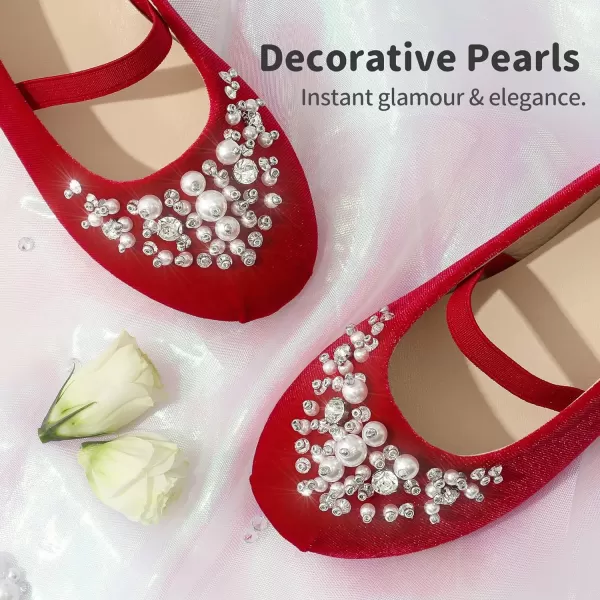imageDREAM PAIRS Girls Mary Jane Ballerina Flat Dress ShoesRedSuede