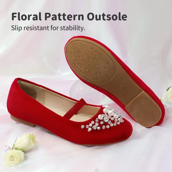 imageDREAM PAIRS Girls Mary Jane Ballerina Flat Dress ShoesRedSuede