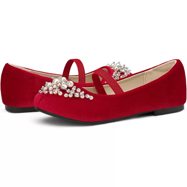 imageDREAM PAIRS Girls Mary Jane Ballerina Flat Dress ShoesRedSuede