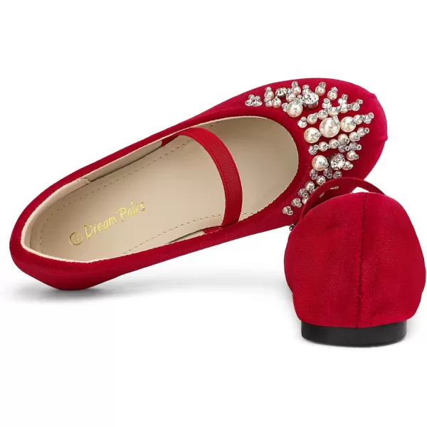 imageDREAM PAIRS Girls Mary Jane Ballerina Flat Dress ShoesRedSuede