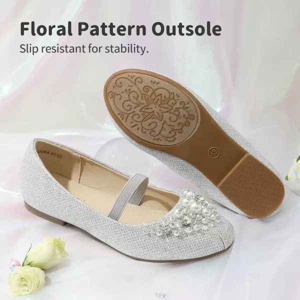 imageDREAM PAIRS Girls Mary Jane Ballerina Flat Dress ShoesSilverGlitter