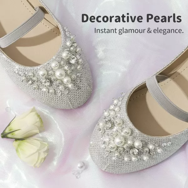 imageDREAM PAIRS Girls Mary Jane Ballerina Flat Dress ShoesSilverGlitter