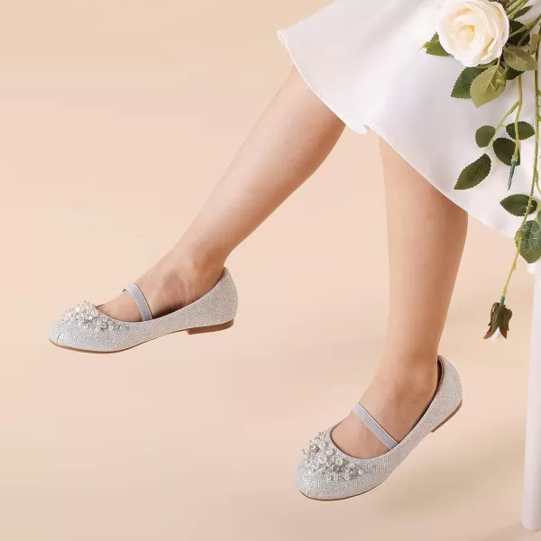 imageDREAM PAIRS Girls Mary Jane Ballerina Flat Dress ShoesSilverGlitter