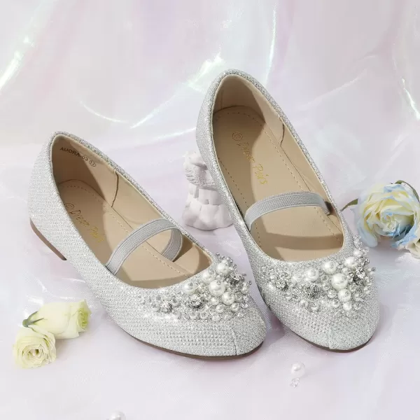 imageDREAM PAIRS Girls Mary Jane Ballerina Flat Dress ShoesSilverGlitter