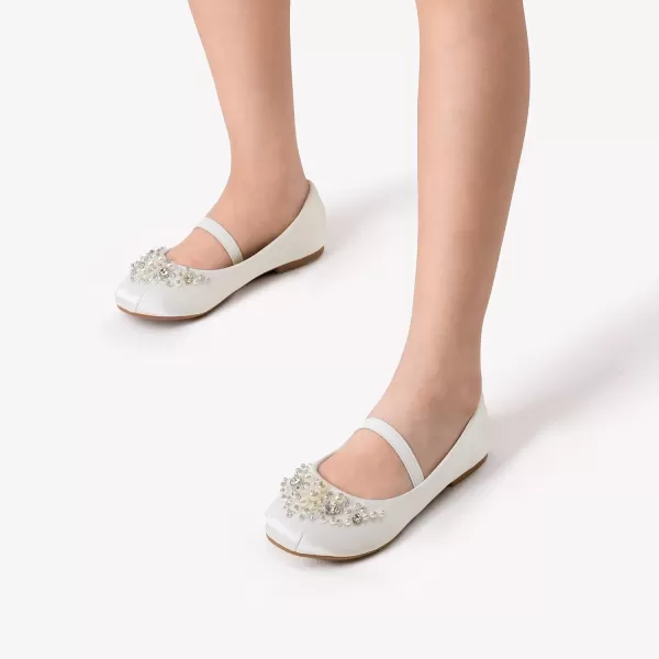 imageDREAM PAIRS Girls Mary Jane Ballerina Flat Dress ShoesWhitee