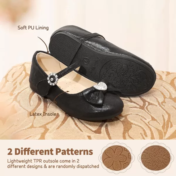 imageDREAM PAIRS Girls Mary Jane Dress Shoes Heart Rhinestone Front Bow Ballerina Flat for Wedding Party Birthday Christmas ToddlerLittle KidBlack