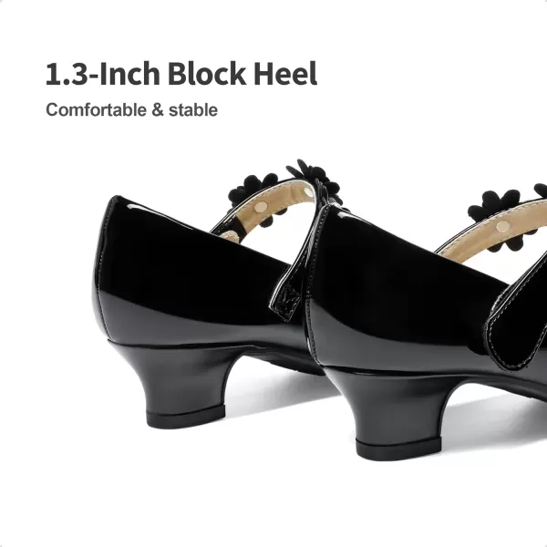 imageDREAM PAIRS Girls Mary Jane Dress Shoes Pumps Low Heels Flower Party Wedding PrincessBlack