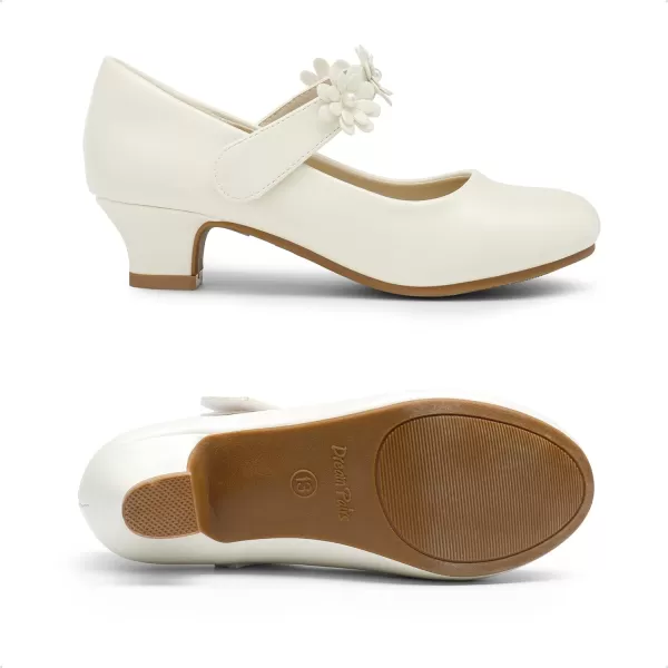 imageDREAM PAIRS Girls Mary Jane Dress Shoes Pumps Low Heels Flower Party Wedding PrincessIvory