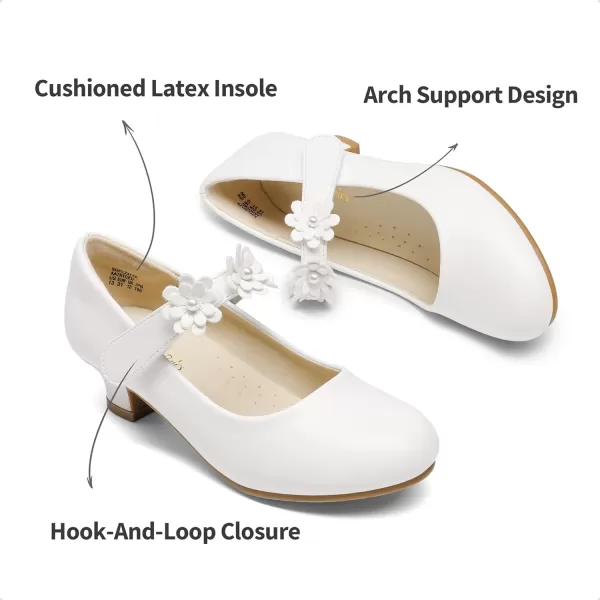imageDREAM PAIRS Girls Mary Jane Dress Shoes Pumps Low Heels Flower Party Wedding PrincessWhite