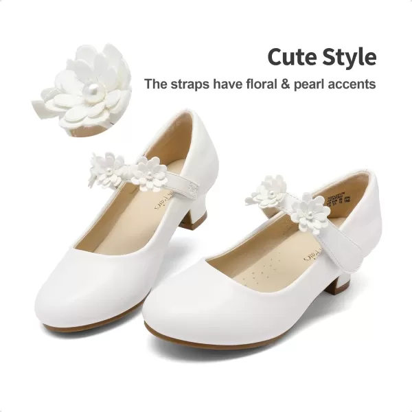 imageDREAM PAIRS Girls Mary Jane Dress Shoes Pumps Low Heels Flower Party Wedding PrincessWhite