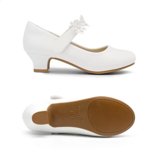 imageDREAM PAIRS Girls Mary Jane Dress Shoes Pumps Low Heels Flower Party Wedding PrincessWhite