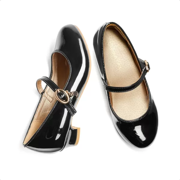 imageDREAM PAIRS Girls Mary Jane Low Heel Princess Flower Wedding Party Pump Dress ShoesBlackPat