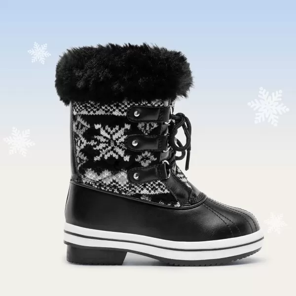 imageDREAM PAIRS Girls MidCalf Winter Snow Boots for Little KidsBig KidsBlackWhite