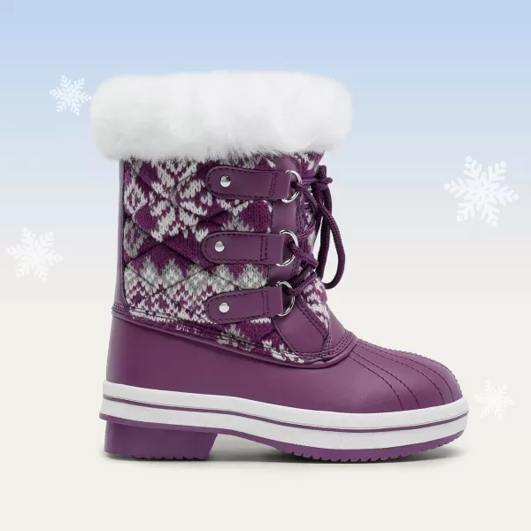 imageDREAM PAIRS Girls MidCalf Winter Snow Boots for Little KidsBig KidsPurpleWhite