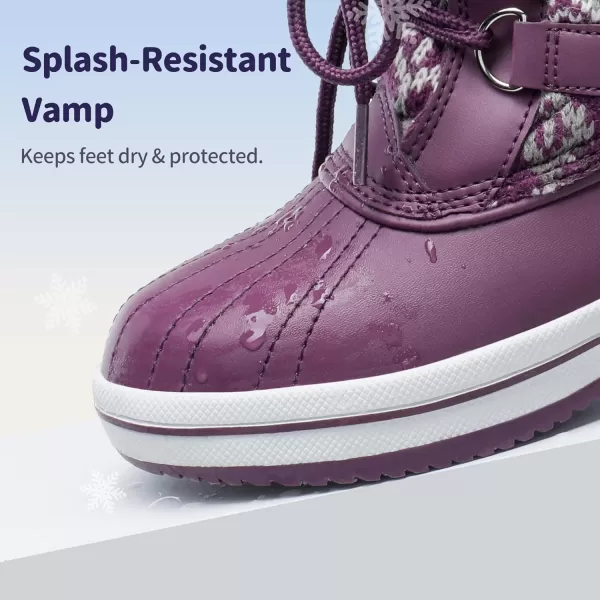 imageDREAM PAIRS Girls MidCalf Winter Snow Boots for Little KidsBig KidsPurpleWhite