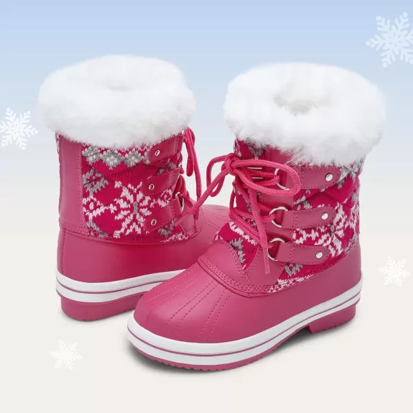 imageDREAM PAIRS Girls MidCalf Winter Snow Boots for Little KidsBig KidsRose Red
