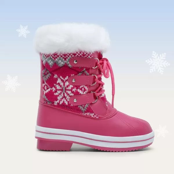 imageDREAM PAIRS Girls MidCalf Winter Snow Boots for Little KidsBig KidsRose Red