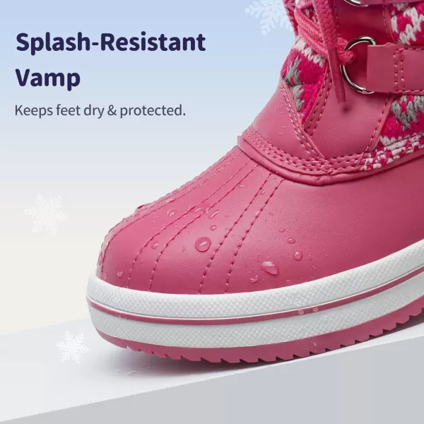 imageDREAM PAIRS Girls MidCalf Winter Snow Boots for Little KidsBig KidsRose Red