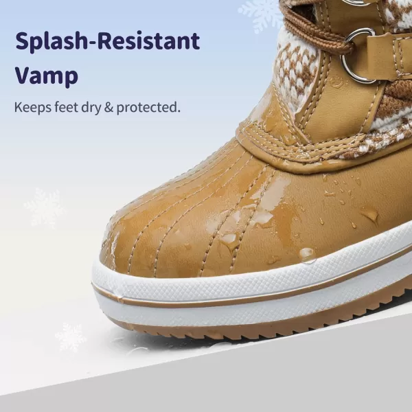 imageDREAM PAIRS Girls MidCalf Winter Snow Boots for Little KidsBig KidsTanWhite
