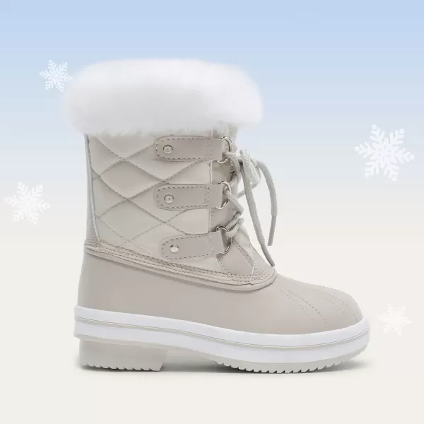 imageDREAM PAIRS Girls MidCalf Winter Snow Boots for Little KidsBig KidsWhite