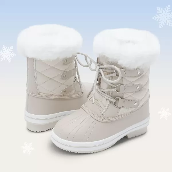 imageDREAM PAIRS Girls MidCalf Winter Snow Boots for Little KidsBig KidsWhite