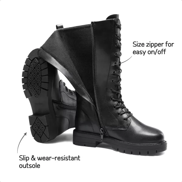 imageDREAM PAIRS Girls Riding Boots Knee High Side Zipper Mid Calf Shoes Little KidBig KidBlackDiy