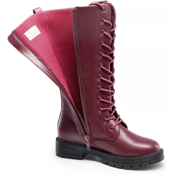 imageDREAM PAIRS Girls Riding Boots Knee High Side Zipper Mid Calf Shoes Little KidBig KidRed Wine