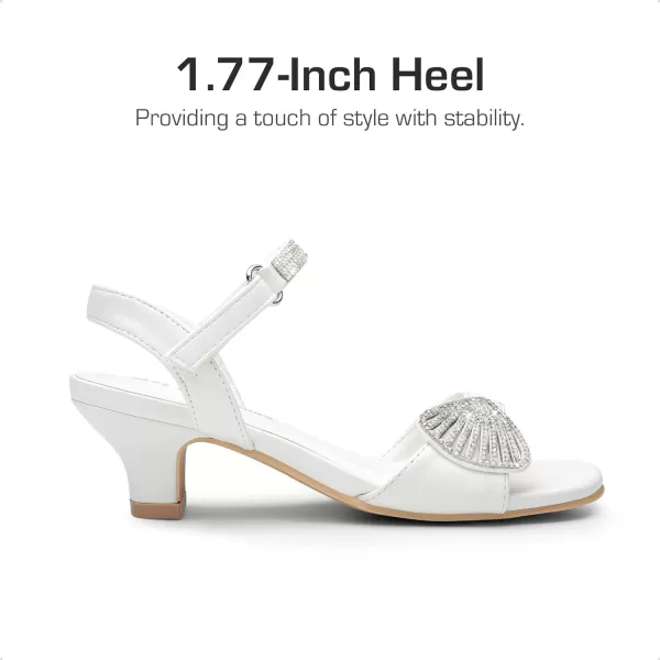 imageDREAM PAIRS Girls Sandals Ankle Strap Square Toe Low Heel Crysta Shell Wedding Party Flower Dress ShoesWhite