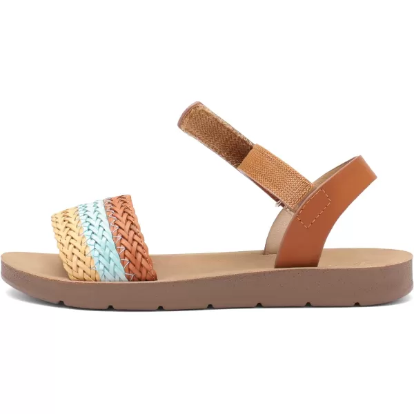 imageDREAM PAIRS Girls Sandals Braided Strap Open Toe Flat Sandals Summer Dress Shoes ToddlerLittle KidBrown