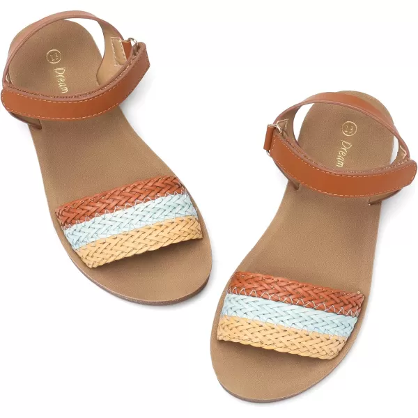 imageDREAM PAIRS Girls Sandals Braided Strap Open Toe Flat Sandals Summer Dress Shoes ToddlerLittle KidBrown