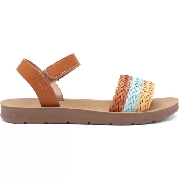 imageDREAM PAIRS Girls Sandals Braided Strap Open Toe Flat Sandals Summer Dress Shoes ToddlerLittle KidBrown