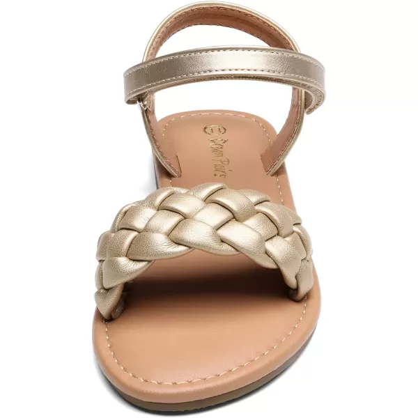 imageDREAM PAIRS Girls Sandals Classic Open Toe Braided Flat Sandals Summer Dress ShoesGold