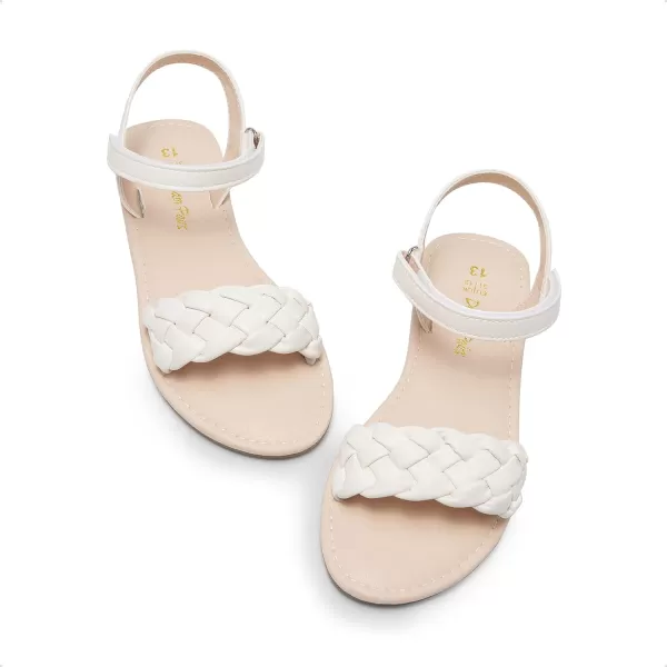 imageDREAM PAIRS Girls Sandals Classic Open Toe Braided Flat Sandals Summer Dress ShoesIvory