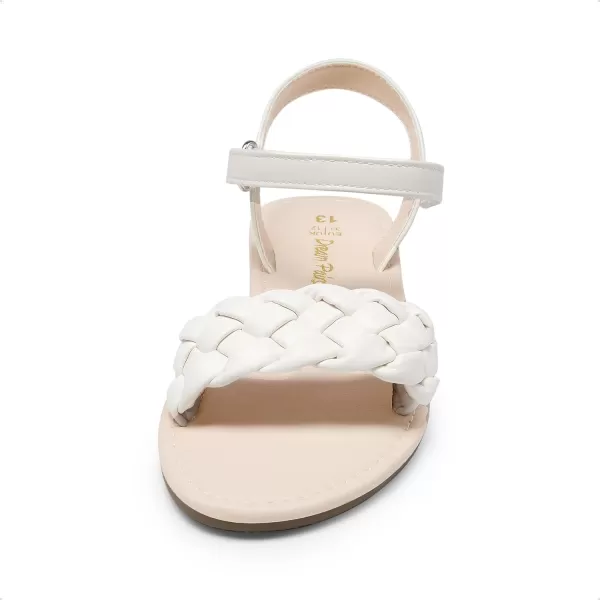 imageDREAM PAIRS Girls Sandals Classic Open Toe Braided Flat Sandals Summer Dress ShoesIvory