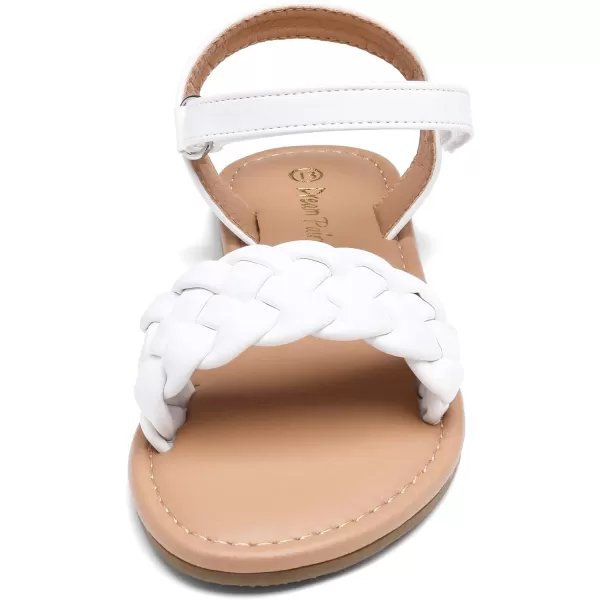 imageDREAM PAIRS Girls Sandals Classic Open Toe Braided Flat Sandals Summer Dress ShoesWhite