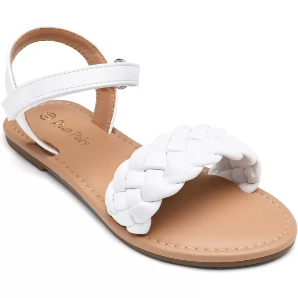 imageDREAM PAIRS Girls Sandals Classic Open Toe Braided Flat Sandals Summer Dress ShoesWhite