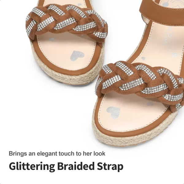 imageDREAM PAIRS Girls Sandals Espadrille Flatform Platform Wedge Open Toe Summer Shoes for Little KidBigBrown