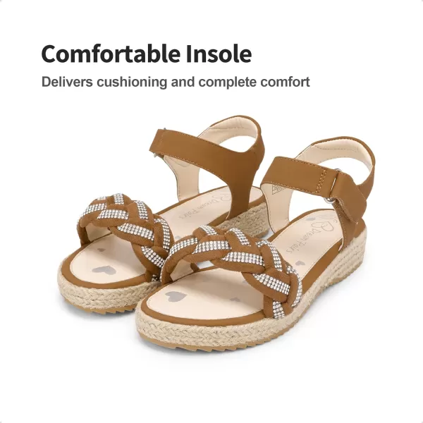 imageDREAM PAIRS Girls Sandals Espadrille Flatform Platform Wedge Open Toe Summer Shoes for Little KidBigBrown