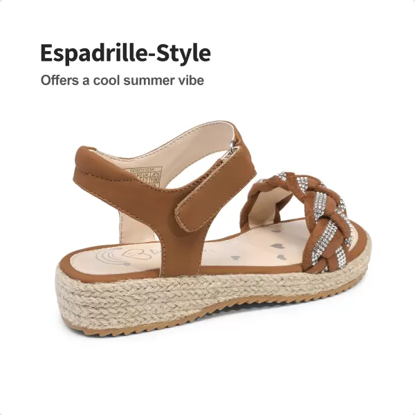 imageDREAM PAIRS Girls Sandals Espadrille Flatform Platform Wedge Open Toe Summer Shoes for Little KidBigBrown
