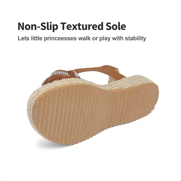 imageDREAM PAIRS Girls Sandals Espadrille Flatform Platform Wedge Open Toe Summer Shoes for Little KidBigBrown