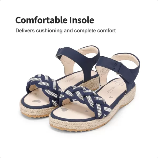 imageDREAM PAIRS Girls Sandals Espadrille Flatform Platform Wedge Open Toe Summer Shoes for Little KidBigNavy