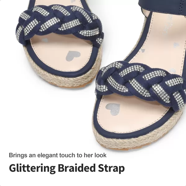 imageDREAM PAIRS Girls Sandals Espadrille Flatform Platform Wedge Open Toe Summer Shoes for Little KidBigNavy