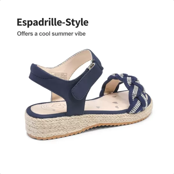 imageDREAM PAIRS Girls Sandals Espadrille Flatform Platform Wedge Open Toe Summer Shoes for Little KidBigNavy