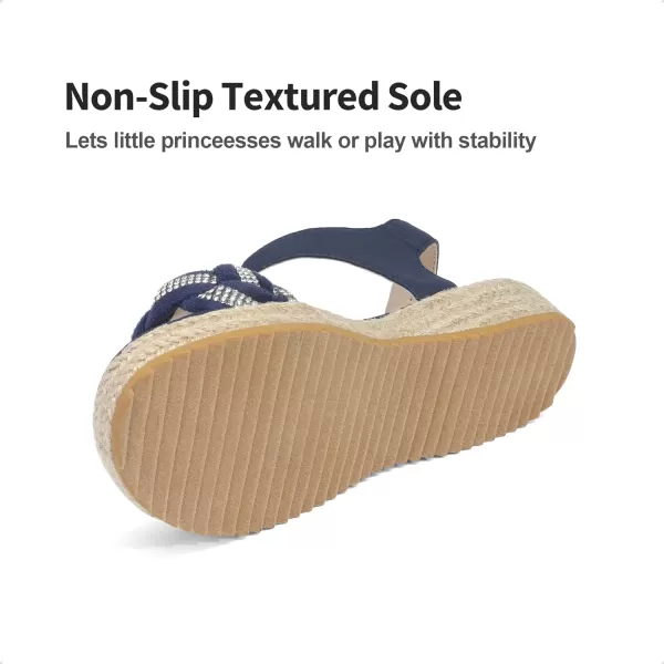 imageDREAM PAIRS Girls Sandals Espadrille Flatform Platform Wedge Open Toe Summer Shoes for Little KidBigNavy