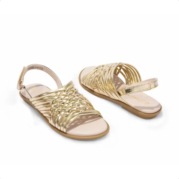 imageDREAM PAIRS Girls Sandals Gladiator Braided Flat Open Toe Summer SandalsGold