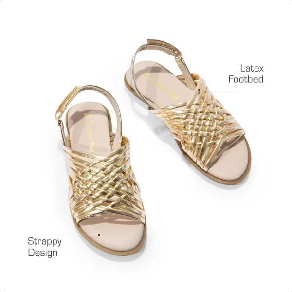 imageDREAM PAIRS Girls Sandals Gladiator Braided Flat Open Toe Summer SandalsGold