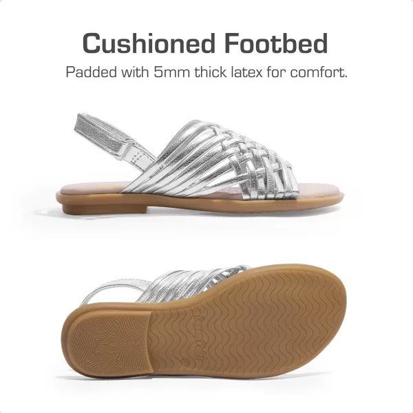 imageDREAM PAIRS Girls Sandals Gladiator Braided Flat Open Toe Summer SandalsSilver