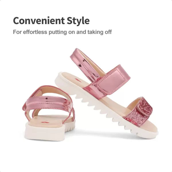 imageDREAM PAIRS Girls Sandals Glitter Two Strapped Casual Open Toe Sandals Little KidBig KidHot Pink