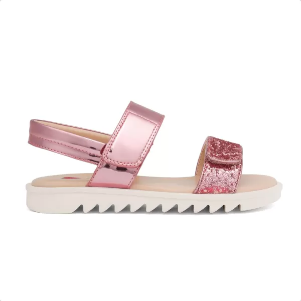 imageDREAM PAIRS Girls Sandals Glitter Two Strapped Casual Open Toe Sandals Little KidBig KidHot Pink