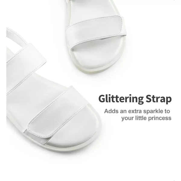 imageDREAM PAIRS Girls Sandals Glitter Two Strapped Casual Open Toe Sandals Little KidBig KidWhite